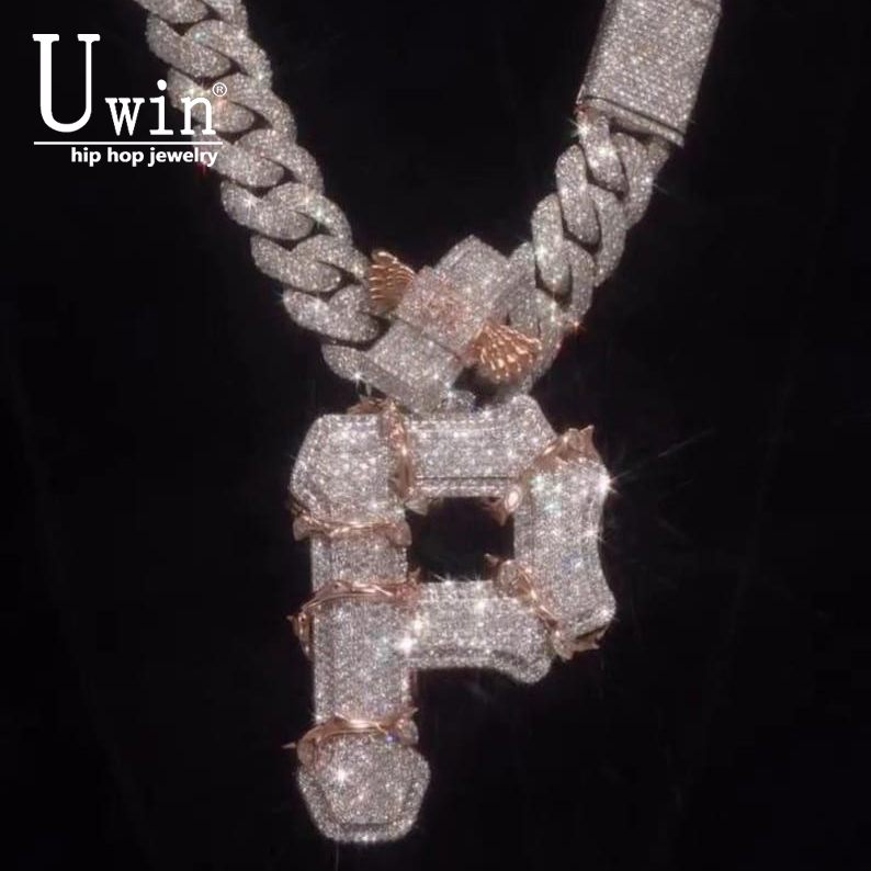 Cuban Link Chain 12Mm - Uwin Colar HipHop com Pingente Letra