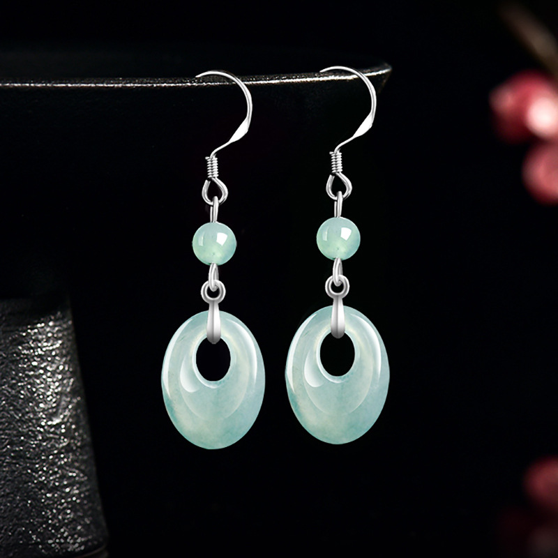 Earrings - Brincos de anel de jadeíte de