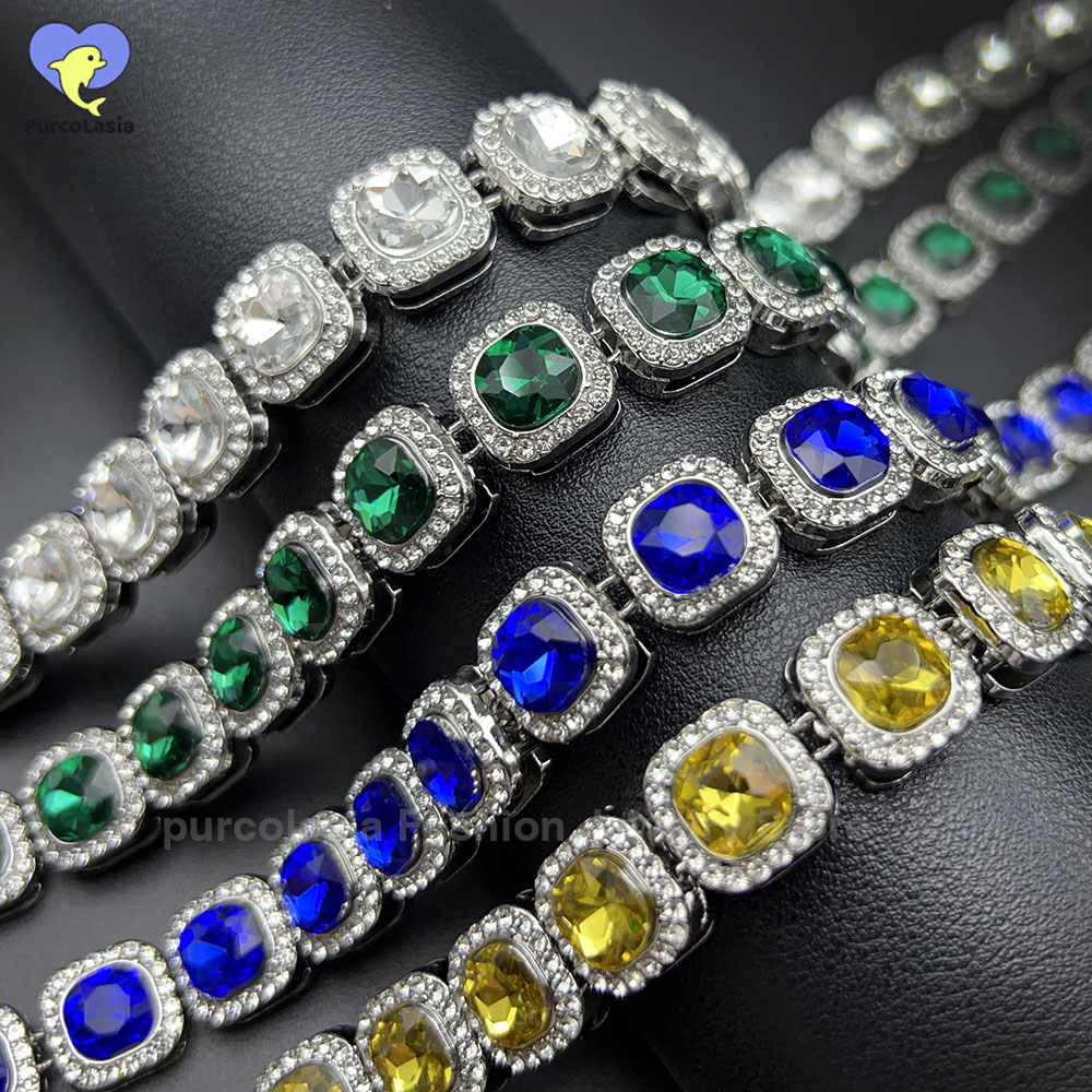 Cuban Link Chain 12Mm - Brilhante multi cores iced out pulseira