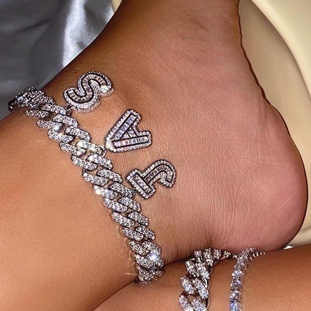 Cuban Link Chain 12Mm - Tornozeleira feminina de contas cubanas, pulseira