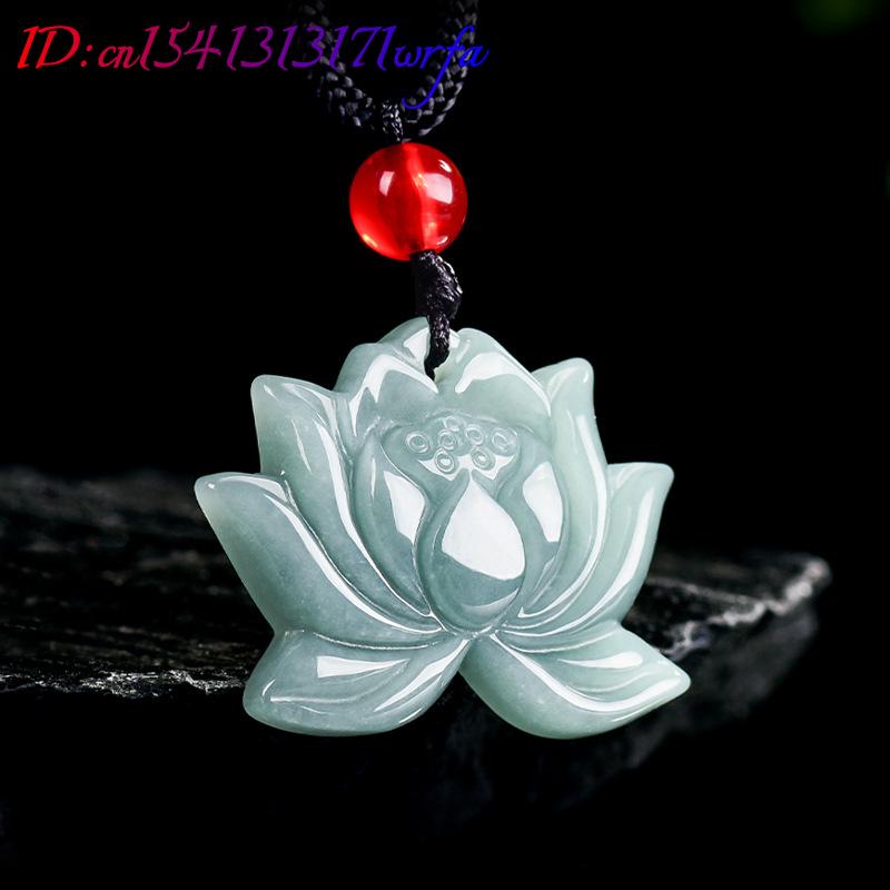 Necklaces - Myanmar jadeite lótus pingente colar charme