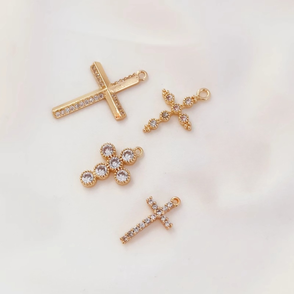 Cross Pendant Necklace Gold - Pulseira com pingente de cruz de