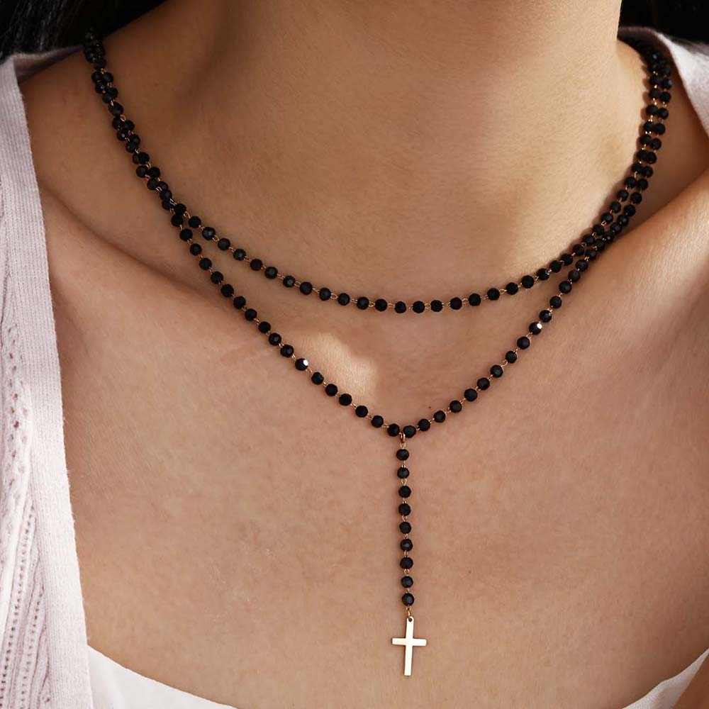 Layered Pendant Necklace Aesthetic - Colar Y Gótico de Camada Dupla