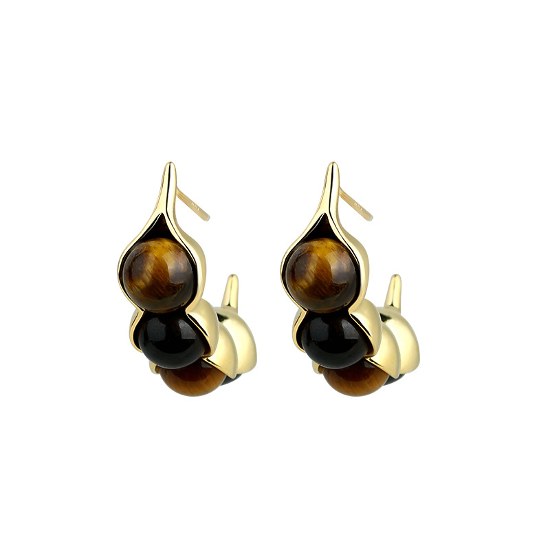 Earrings - Olho de tigre pod brincos pedra