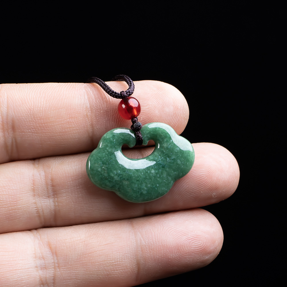 Necklaces - Natural myanmar jadeite ruyi pingente colar