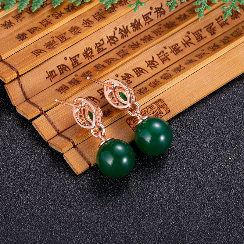 Earrings - Brincos naturais do grânulo do jade,