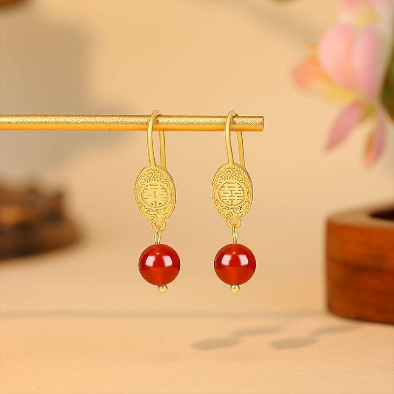 Brincos de Jade Vermelho Natur - Earrings avaliação e preço