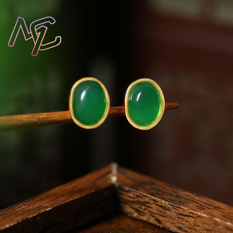 Brincos de jade natural verde  - Earrings avaliação e preço