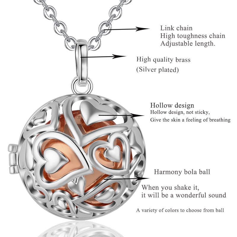 Eudora 20mm harmonia bola ping - Heart Locket Necklace Photo avaliação e preço