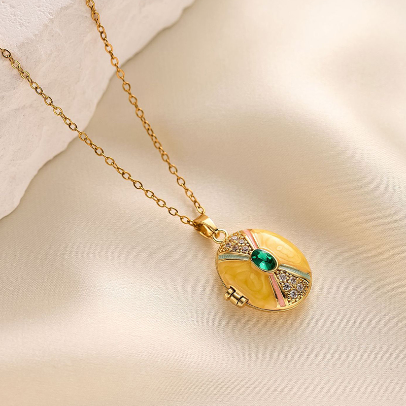 Anenjery 316l aço inoxidável q - Heart Locket Necklace Photo avaliação e preço