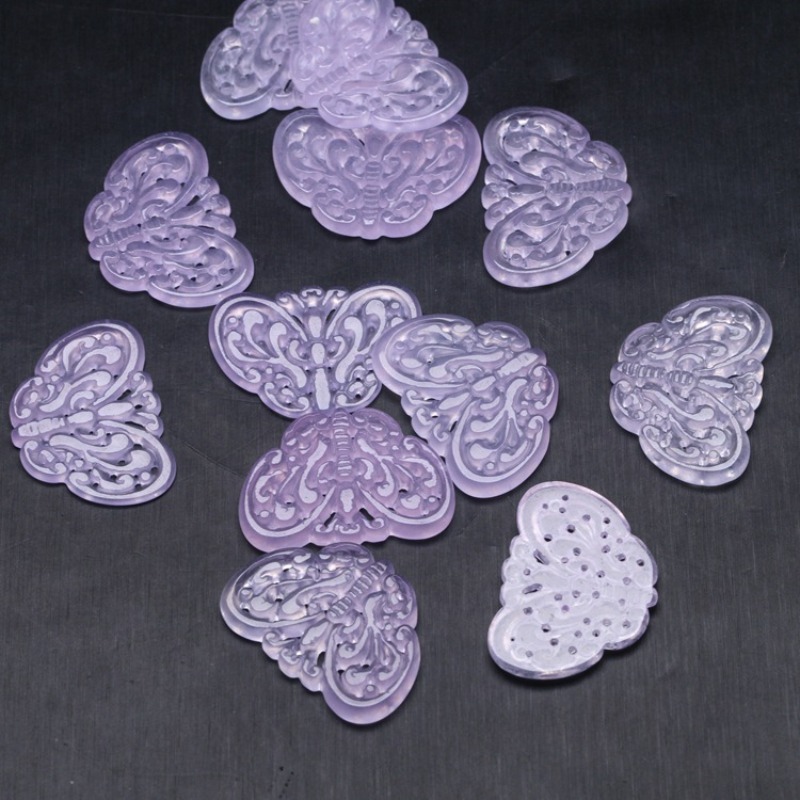 2pc natural roxo jade oco para - Necklaces avaliação e preço