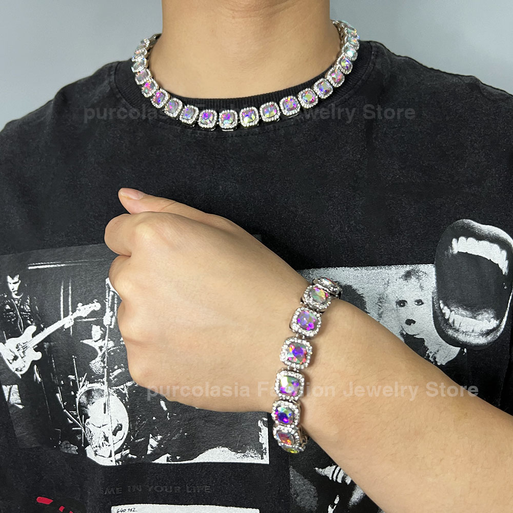 Brilhante multi cores iced out - Cuban Link Chain 12Mm avaliação e preço