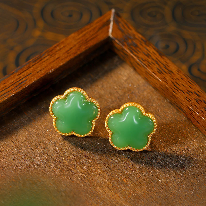 Brincos de trevo de jade natur - Earrings avaliação e preço