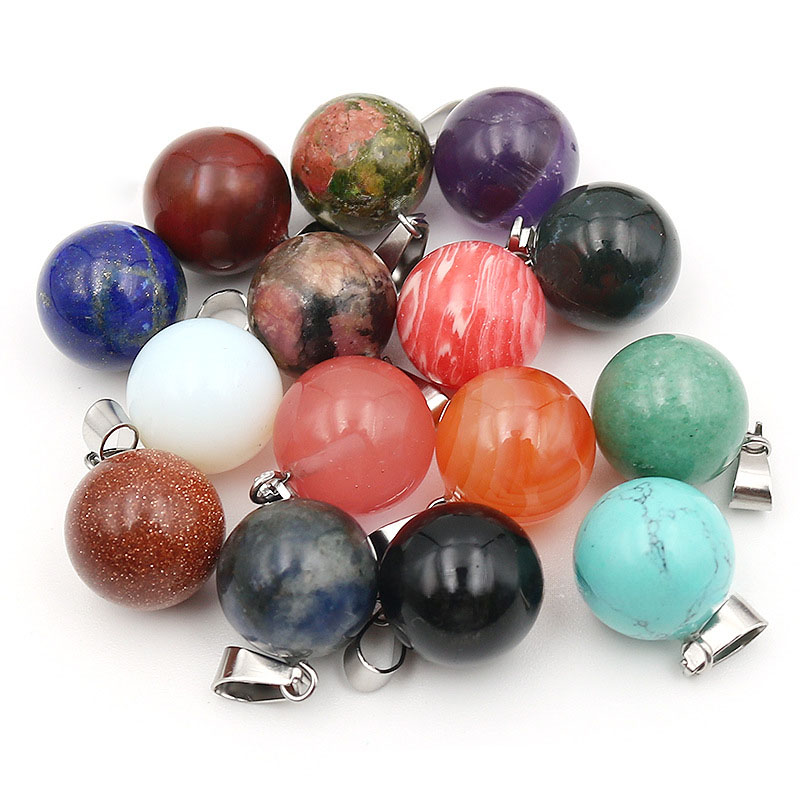 20 pçs/saco 14mm pedra natural - Crystal Pendant Necklace Natural Stone avaliação e preço