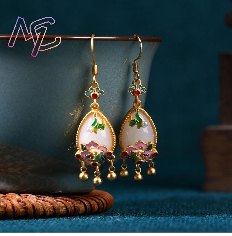 Brincos de Jade Natural em For - Earrings avaliação e preço