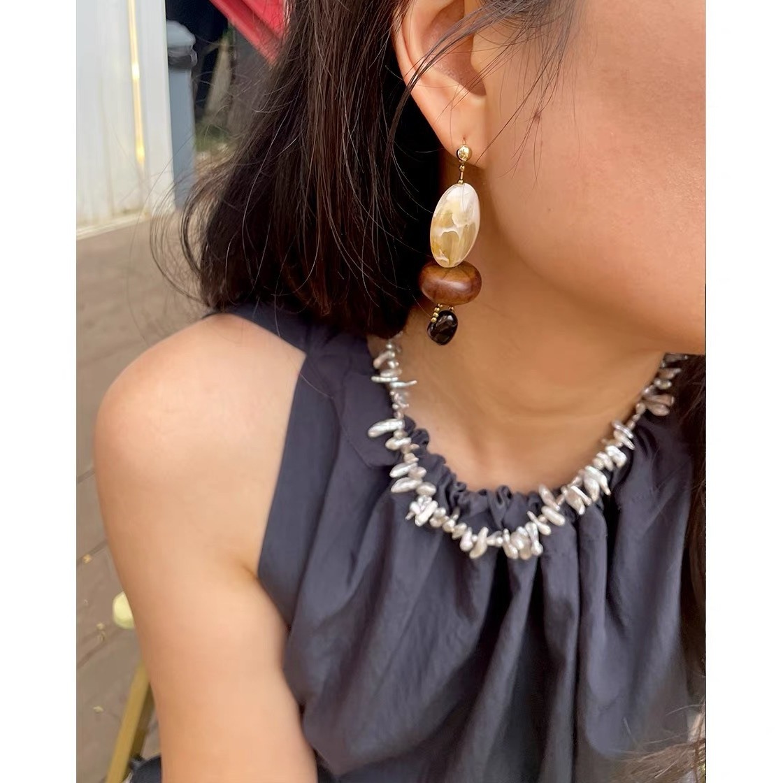 Conjunto de colar de pérolas b - Pearl Choker Necklace Vintage avaliação e preço