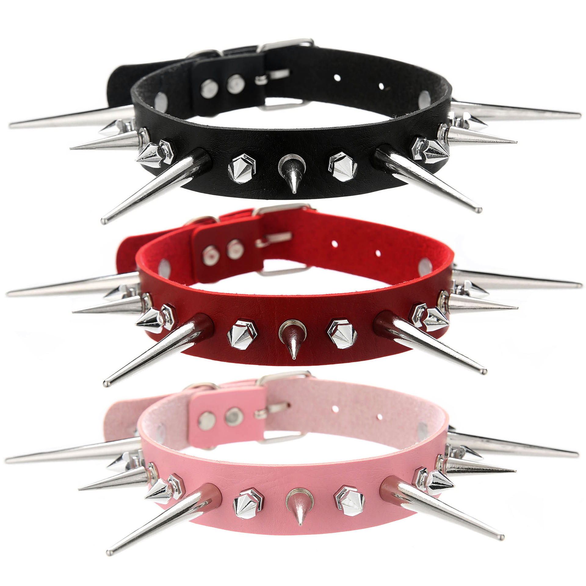 Goth longo pico gargantilha pu - Goth Punk Spike Choker avaliação e preço
