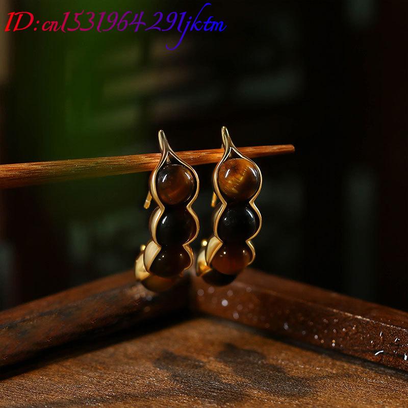 Olho de tigre pod brincos pedr - Earrings avaliação e preço
